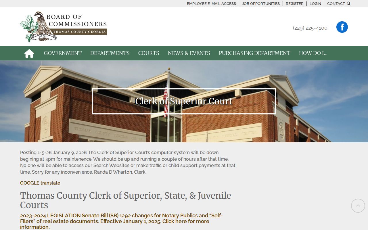 Thomas County court docket Clerk portal access