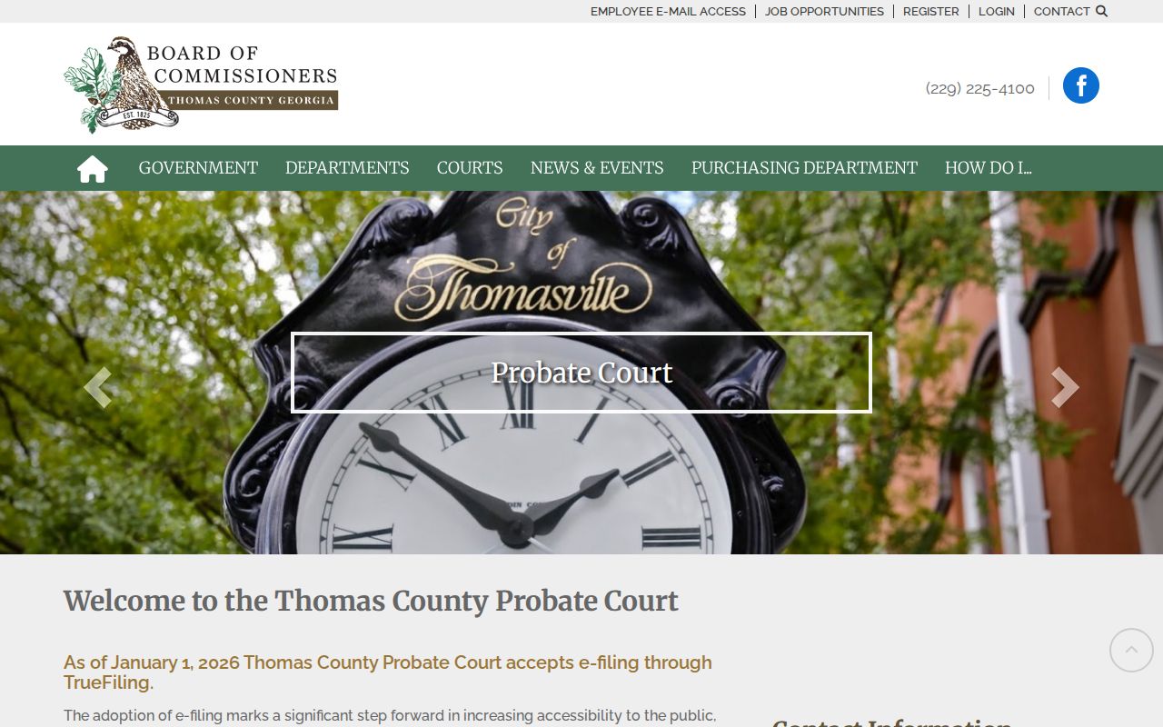 Thomas County criminal docket court office routing information