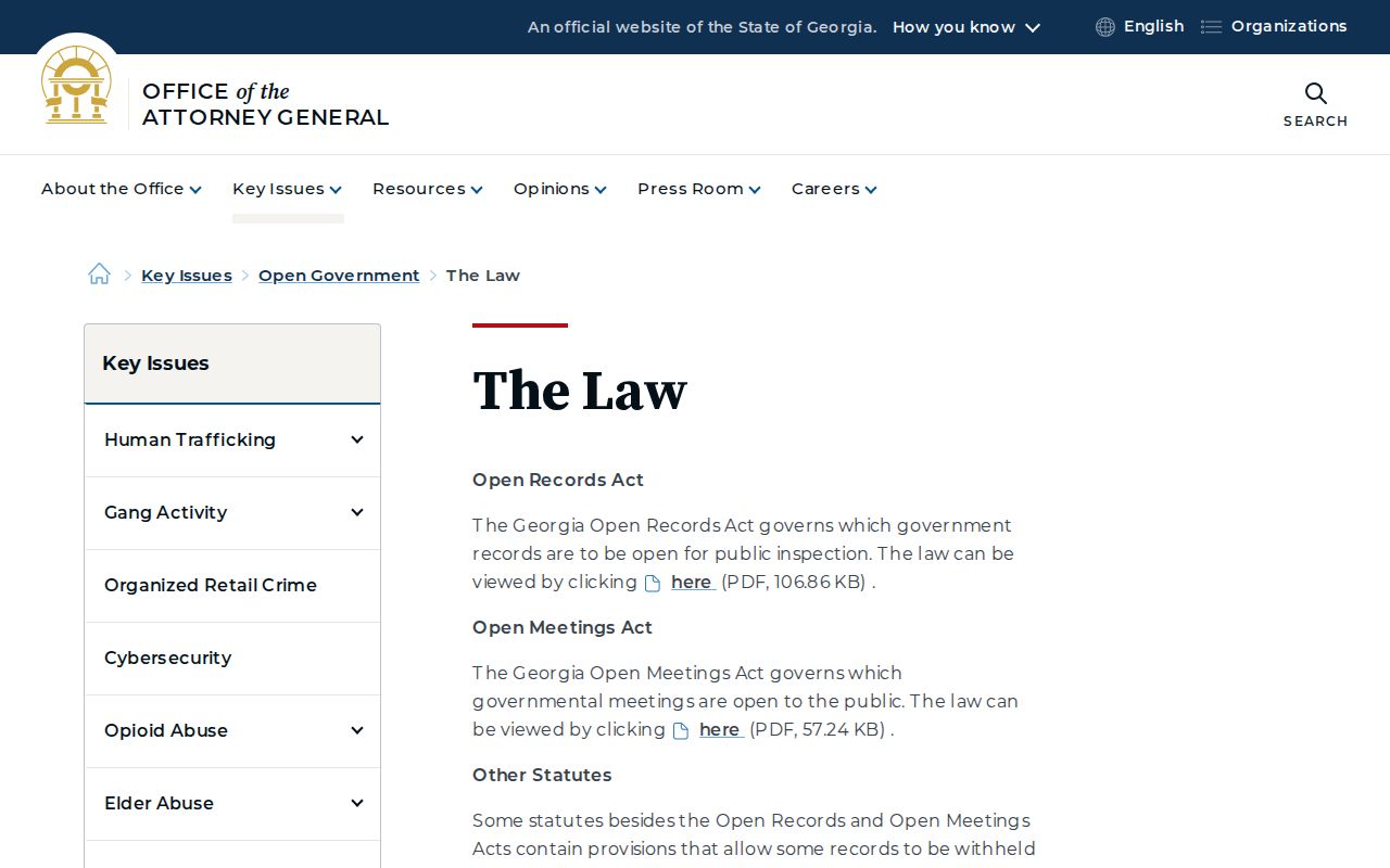 Official Georgia Open Records Act materials